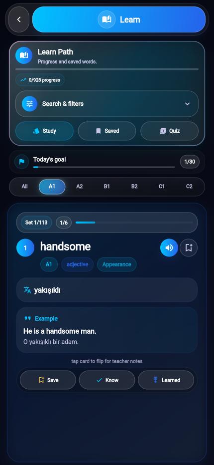 Learn: another view of the app